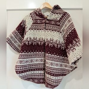 Women's Bluette Wool Sweater Hodded Poncho Sz S/M